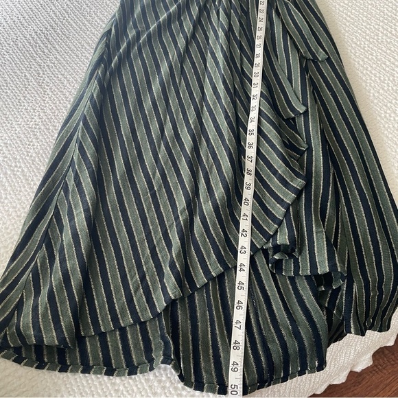 Anthropologie Wrap Asymmetrical Dress Stripe Sparkle Fairy Flutter Sleeve Size S - Picture 13 of 15